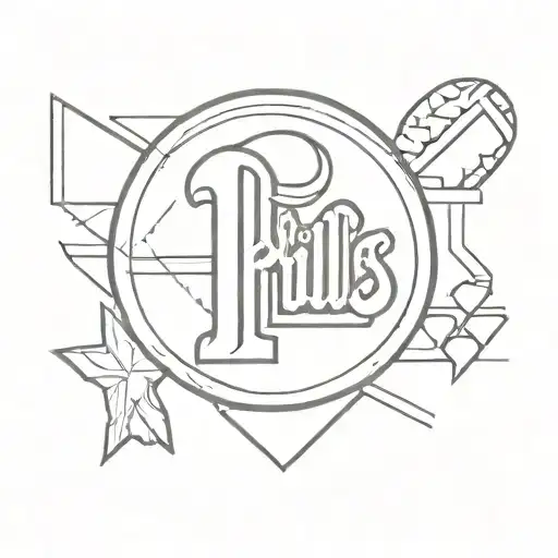 A minimalist tattoo of the Phillies logo with a subtle reference to The Office to combine your love for both tattoo design idea