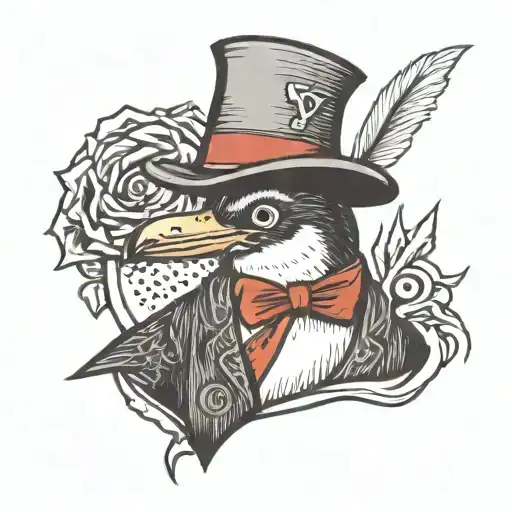 mafia penguin tattoo design idea
