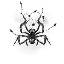 big spider on a rose with Barbed Wire covered in cobweb, tattoo design idea