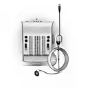 Design a microphone with a treble clef and piano keys intertwined tattoo design idea