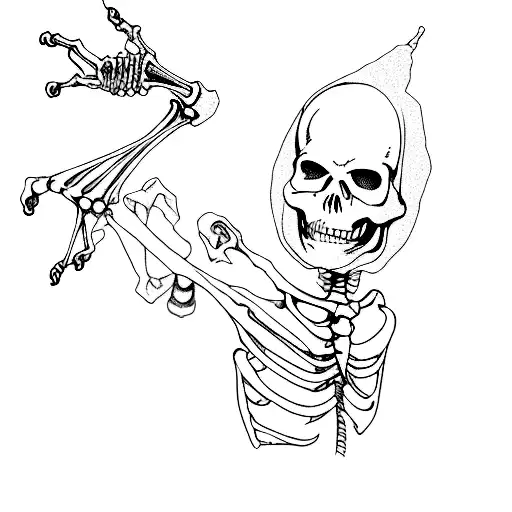 a skeleton in a hooded robe tattoo design idea