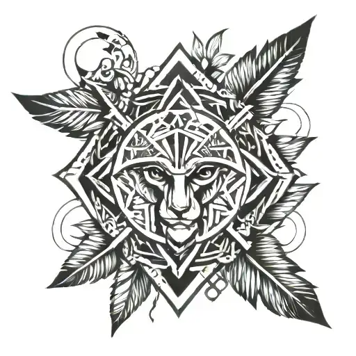 tribe and geometric design tattoo design idea