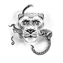 realistic arm tattoo of panther, elephant, snake, and gorilla each animal individually in a column down arm tattoo design idea
