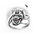 realistic arm tattoo of panther, elephant, snake, and gorilla each animal individually in a column down arm tattoo design idea