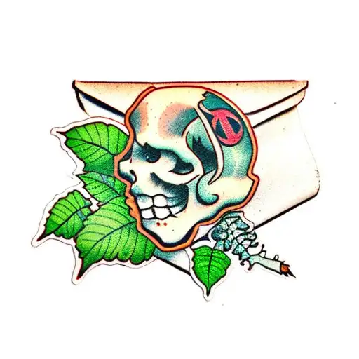 small envelope,  with poison ivy wrapped around tattoo design idea