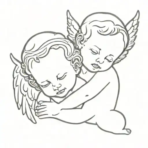 2 baby angel terorist tattoo design idea