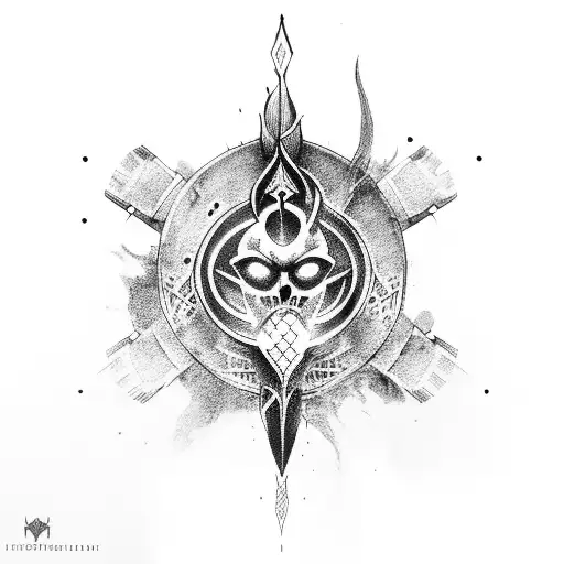 full arm with Dark souls style tattoo design idea