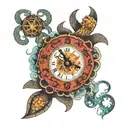 sea turtle , mantel clock , octopus and flash compass and anchor tattoo design idea