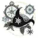 sea turtle , mantel clock , octopus and flash compass and anchor tattoo design idea