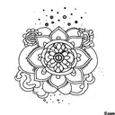 flores con constelaciones y rayas  tattoo design idea