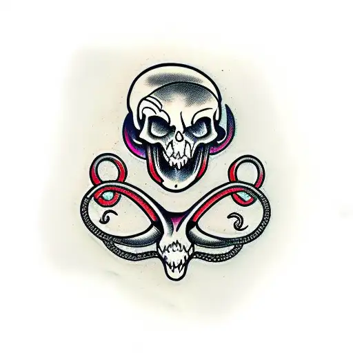 Snake skull goth tattoo design idea