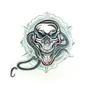 Snake skull goth tattoo design idea