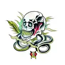 Snake skull goth tattoo design idea
