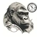 gorilla with clock face tattoo design idea