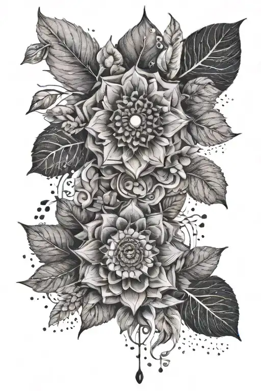 Create a tattoo design inspired by the seven chakras intertwined with nature elements tattoo design idea