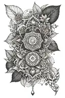 Create a tattoo design inspired by the seven chakras intertwined with nature elements tattoo design idea