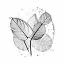 glass decorative vase with a reflection of light and shadow filled with water into which two realistic monstera stems tattoo design idea