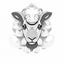 half lamb half lion with words as background tattoo design idea