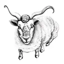half lamb half lion with words as background tattoo design idea