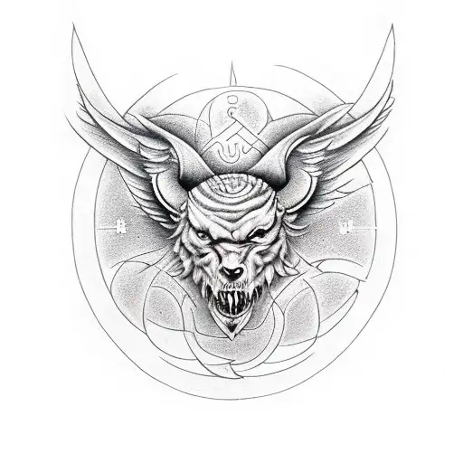 lucifer sigil with dahlias  tattoo design idea