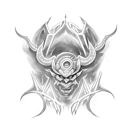 demon sigil moon gothic tattoo design idea