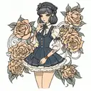 girl in navy colored lolita fashion  tattoo design idea