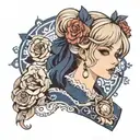 girl in navy colored lolita fashion  tattoo design idea