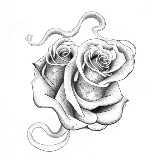 snake with rose tattoo design idea