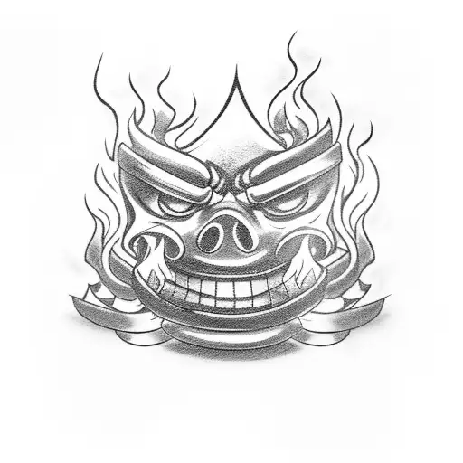 A sinister-looking grill with flames and smoke rising from it tattoo design idea