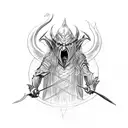 lord of the rings, Gandalf fighting a balrog, Gollum holding the ring, tower of Sauron and the witch king  tattoo design idea