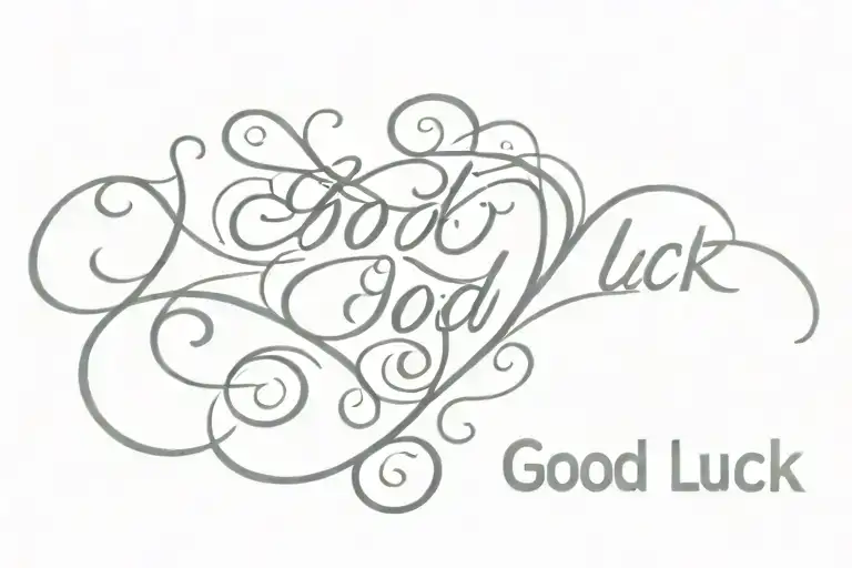 Scroll saying Good luck alive tattoo design idea