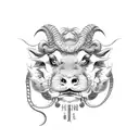 show all the Chinese zodiac animals (Rat, Ox, Tiger, Rabbit, Dragon, Snake, Horse, Goat, Monkey, Rooster, Dog, and Pig)  tattoo design idea