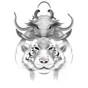 show all the Chinese zodiac animals (Rat, Ox, Tiger, Rabbit, Dragon, Snake, Horse, Goat, Monkey, Rooster, Dog, and Pig)  tattoo design idea