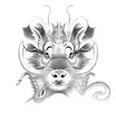 show all the Chinese zodiac animals (Rat, Ox, Tiger, Rabbit, Dragon, Snake, Horse, Goat, Monkey, Rooster, Dog, and Pig)  tattoo design idea