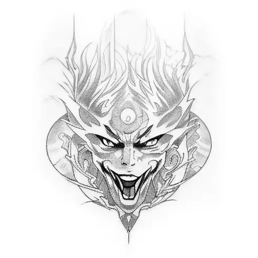 Design a work tattoo inspired by the anime 'Hunter x Hunter' that showcases the intricate details of a kymera's anatomy. tattoo design idea