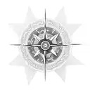 rose and compass with rosary tattoo design idea