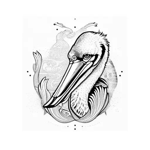 cartoon pelican boxing stance tattoo design idea