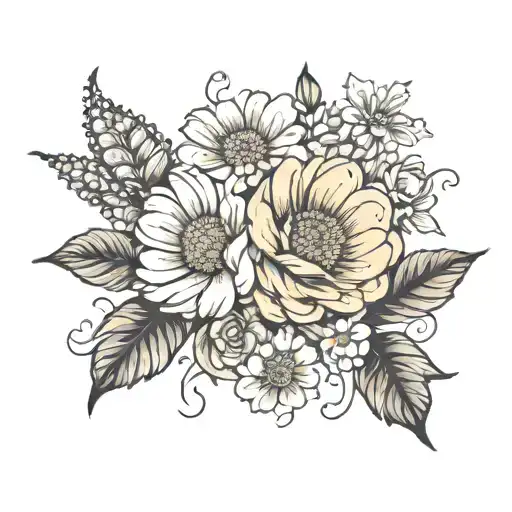 roses and gerbera tattoo design idea