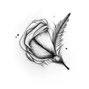feather rose tattoo design idea