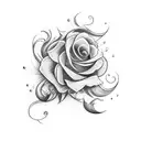feather rose tattoo design idea