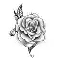 feather rose tattoo design idea