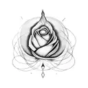 feather rose tattoo design idea