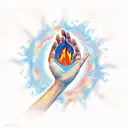 two hands holding the four elements fire, earth, air and water tattoo design idea