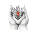 two hands holding the four elements fire, earth, air and water tattoo design idea