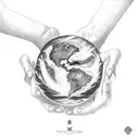 two hands holding the four elements fire, earth, air and water tattoo design idea