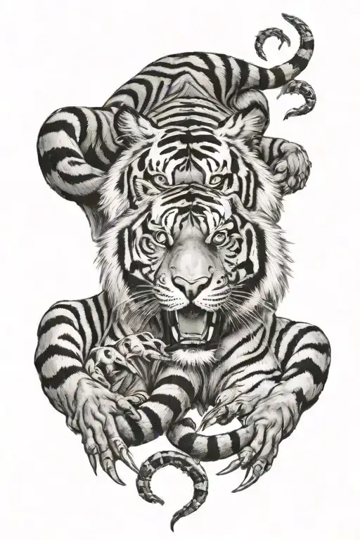 Tiger with scorpion soviet union 1986 tattoo design idea