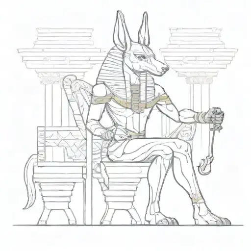 Anubis as a modern-day retired god enjoying retirement in Egypt tattoo design idea