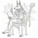 Anubis as a modern-day retired god enjoying retirement in Egypt tattoo design idea