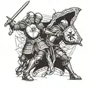 crusader knight fighting tattoo design idea