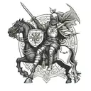 crusader knight fighting tattoo design idea